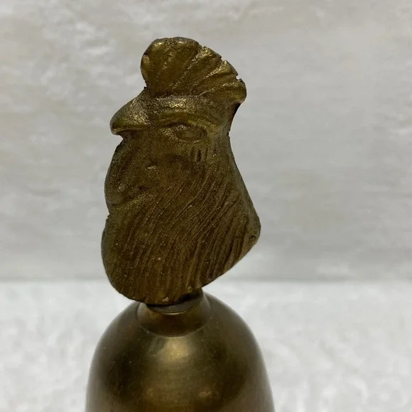 Vintage Brass Rooster Bell Figurine Farmhouse Decor Animal‎ Dinner Bell Patina - Picture 4 of 10